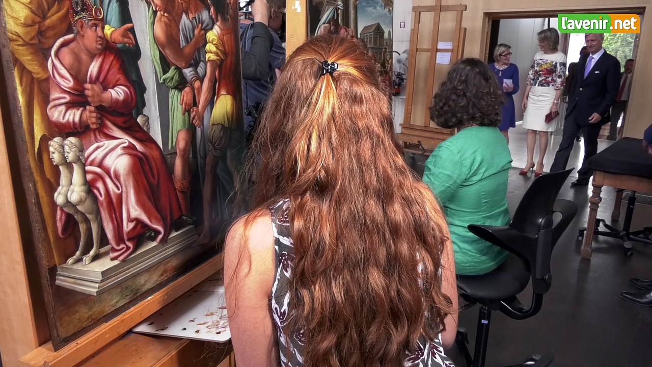 L'Avenir - Le roi et la reine découvrent la restauration en cours d'une oeuvre de Bruegel l'ancien