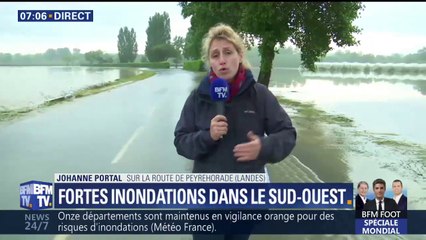 Dans les Landes, la ville de Peyrehorade toujours entourée par les eaux