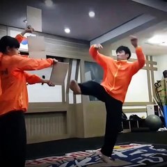 Real ninja doing 540 spinning kick