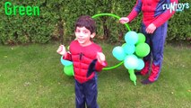 Learn Colors with Balloons and Hula Hoops for Children | Family Fun Activity Learn Colours Spiderman