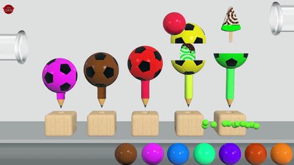 Learn Colors With Soccer Balls Wooden Pencil Ice Cream for Children - Colors Balloons Balls for Kids
