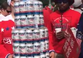 Washington Caps Fan Flaunts Stanley Cup Made of Beer Cans and Colander