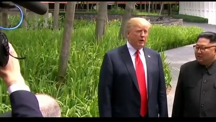 President Trump - Kim Jong-un Walk Together Before Signing Agreement at Summit Meeting in Singapore