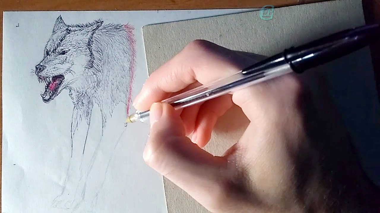 Traditional and digital drawing - Time lapse GIMP & Apophysis - "Broken Blackwell" Wolf