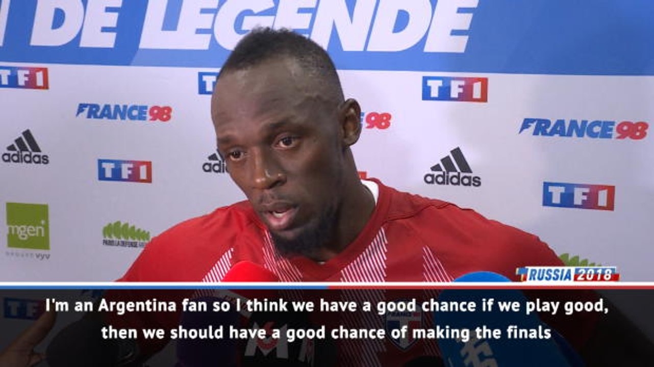 Bolt giving his backing to Argentina at World Cup
