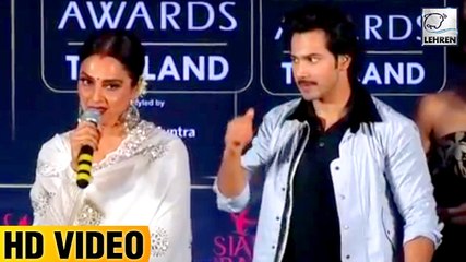 Rekha Scolds Varun Dhawan At IIFA Press Conference