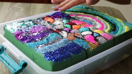 100 BOTTLES OF GLITTER ON FLORAL FOAM! MOST SATISFYING FLORAL FOAM VIDEO