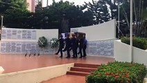 #NicaraguaQuierePazPolicía Nacional realiza Homenaje Póstumo al Subinspector Marcos González Briceño, quien fue asesinado la tarde de este lunes por grupos del