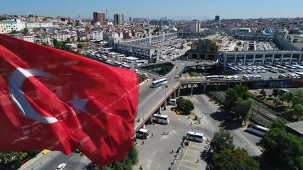 15 Temmuz Demokrasi Otogarı’ndaki bayram hareketliliği havadan görüntülendi