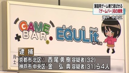 【在日犯罪】家庭用ゲームで遊ぶ「ゲームバー」初摘発 　著作権法違反容疑で韓国籍の金山弘典こと金弘典容疑者（31）ら4人逮捕