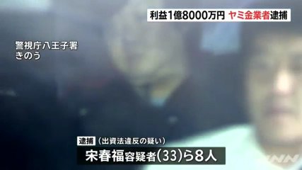 【在日犯罪】違法金利で貸し付け、1億8000万円の利益か　朝鮮籍でヤミ金業者の宋春福（ソン・チュンボッ）容疑者（33）ら8人逮捕