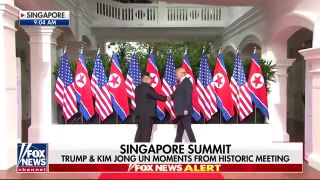 Donald Trump Shaking hand with kim jong un at summit Singapore | Ground braking