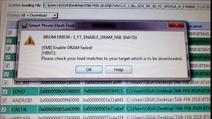 Brom Error S ft Dram fail - please check load mates to your target