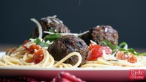 Summertime Spaghetti with Grilled Meatballs