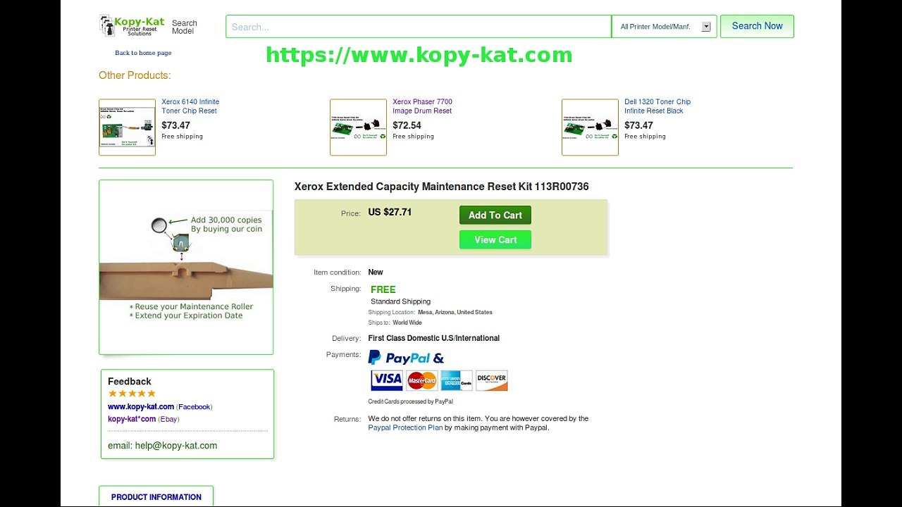 Xerox Extended Capacity Maintenance Reset Kit 8860