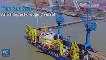 A Chinese-built dredging vessel, the largest of its kind in Asia, completed its first sea trial Tuesday. The 140-meter-long vessel can dig as deep as 35 meters