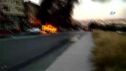 Özel Halk Otobüsü Alev Alev Yandı