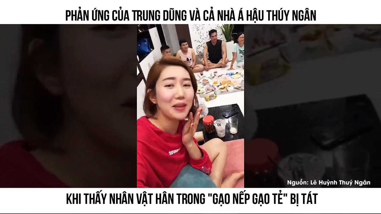 Phản ứng của Trung Dũng và cả nhà Á hậu Thúy Ngân khi thấy nhân vật Hân trong "Gạo nếp gạo tẻ" bị tát