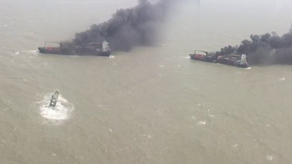 बीच समुद्र में आग की चपेट में आया जहाज, कोस्‍ट गार्ड की मदद से बची 11 लोगों की जान