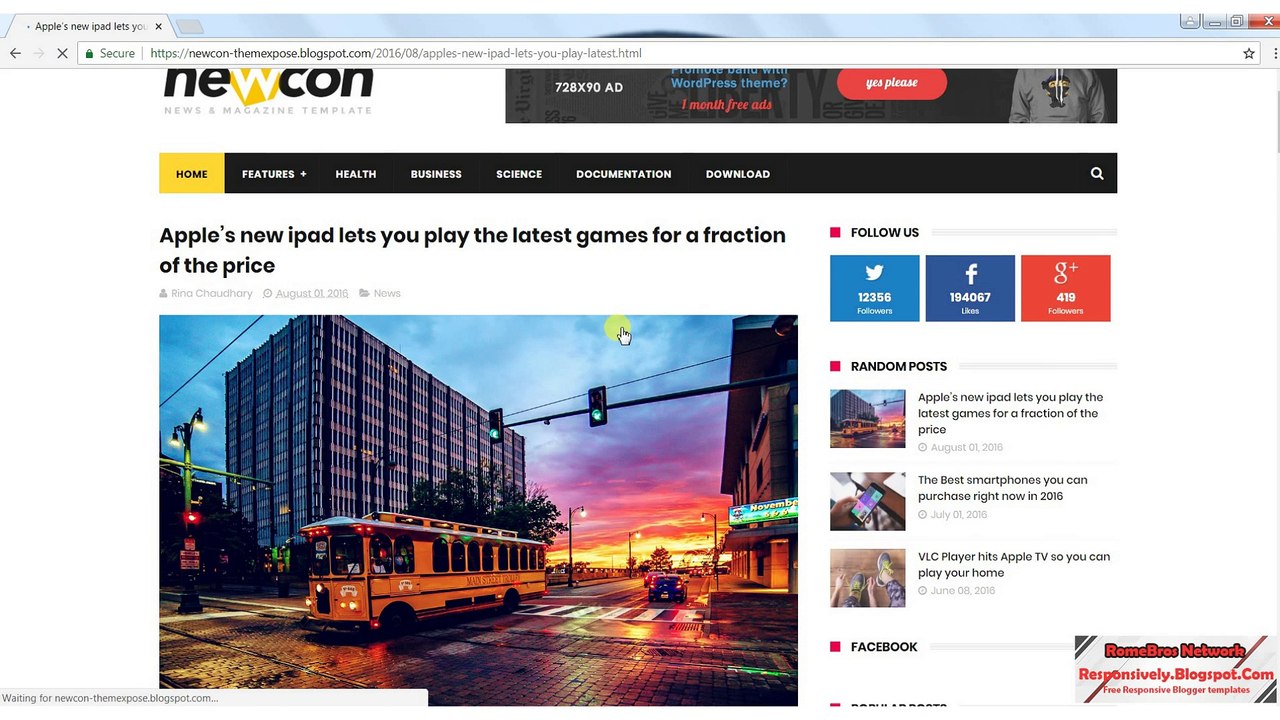 Newcon Responsive Blogger Template