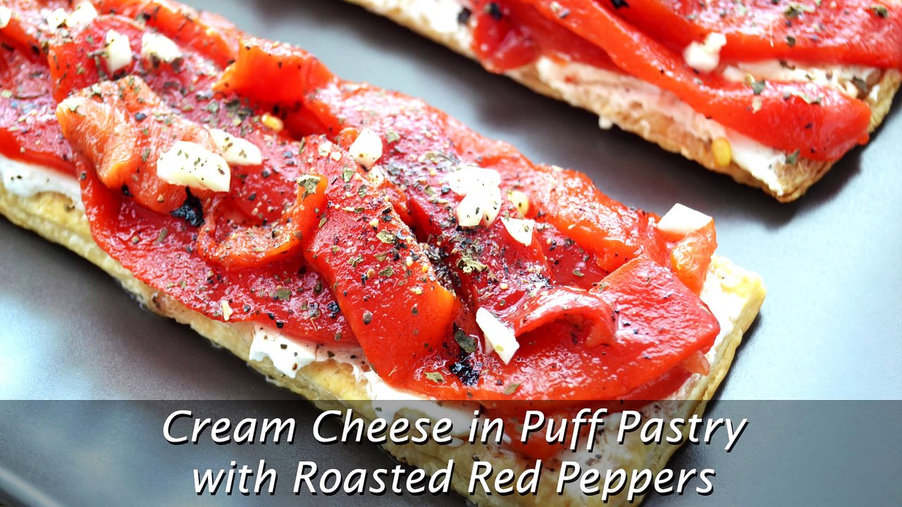 Cream Cheese in Puff Pastry with Roasted Red Peppers - Easy Puff Pastry Appetizer Recipe