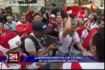Iluminan monumentos con colores de las banderas del Mundial