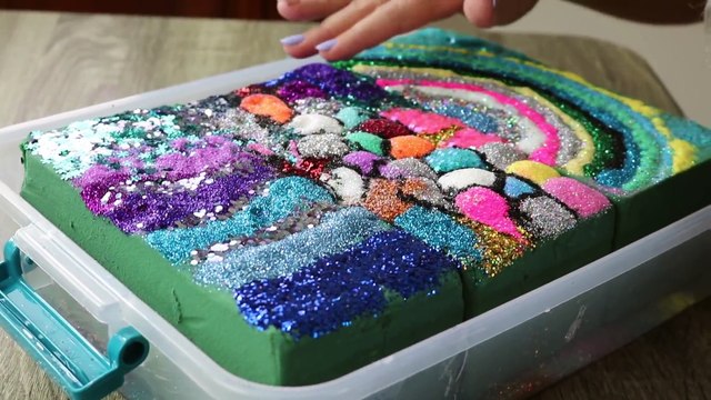 100 BOTTLES OF GLITTER ON FLORAL FOAM! MOST SATISFYING FLORAL FOAM VIDEO