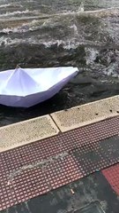 Bari: avvistata barchetta di carta gigante sulla strada allagata