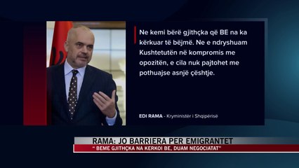 Rama: “ Bëmë gjithçka na kërkoi BE, duam negociatat” - News, Lajme - Vizion Plus