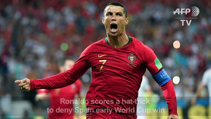 Ronaldo hits a hat-trick to deny Spain a win in 3-3 draw