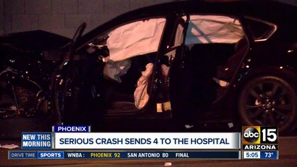 Serious crash sends four to hospital in West Phoenix