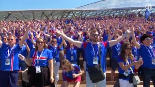 Iceland fans practise synchronised thunder clap ahead of Argentina match