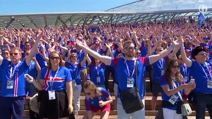 Iceland fans practise synchronised thunder clap ahead of Argentina match