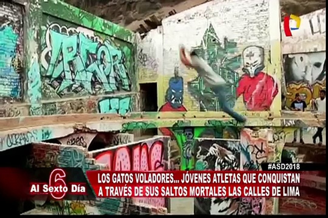 Jóvenes atletas conquistan las calles de Lima con sus saltos mortales