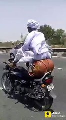Funny Old Man Riding Motorbike in Different Style