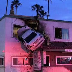 car met with accident and went on house second floor cont