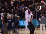 LeBron James underhanded half court shot