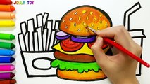 Hamburger Drawing and Coloring   Learn Colors for Kids Toddlers Jolly Toy Art ☆