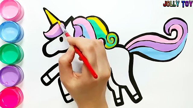 Unicorn Drawing and Coloring with Watercolor Paints Learn Colors for Kids Jolly Toy Art ☆