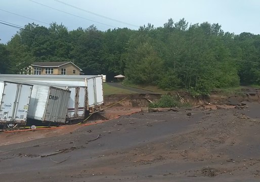 Road From Lake Linden Washed Away After Flash Flooding