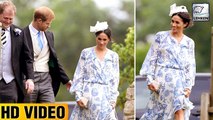 Meghan Markle Stumbles In Stilettos & Floral Flowy Dress At Wedding