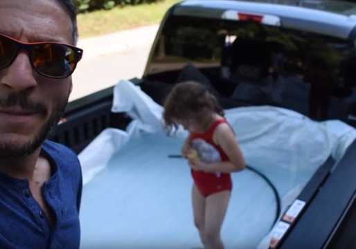 Man Turns a Pickup Truck Into a Pool for Father’s Day