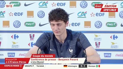 conférence de presse Benjamin Pavard : la question qui fache sur adil rami, lun 18 juin