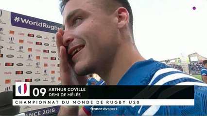 Arthur Coville en larmes après la victoire des Bleuets en finale de la coupe du monde