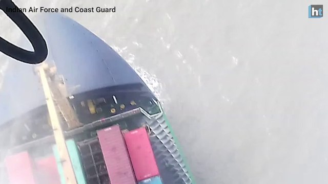 Indian coast guard extinguished fire on MV SSl Kolkata with the help of Mi I7 V5 helicopter