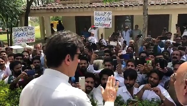 Imran Khan among PTI workers at Banigala to listen to their grievances about allotment of tickets.