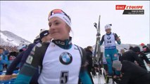 CdM biathlon Le Grand-Bornand (S3) - mass-start F, 17 déc 2017, victoire de Justine Braisaz