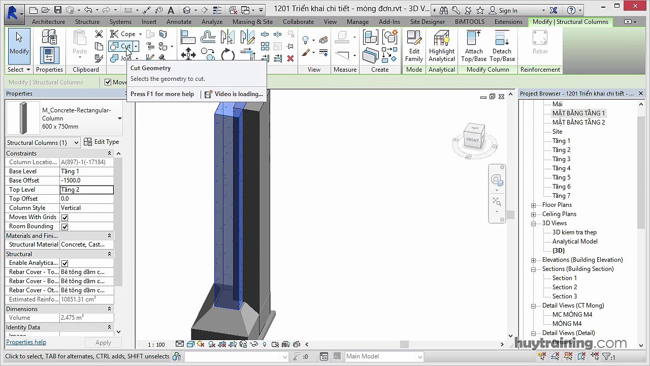 1203. _Triển khai chi tiết cho 3D móng trong Revit  mp4