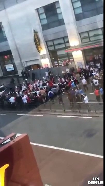 Un gros qui grimpe sur le capot d'une voiture