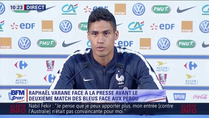 Varane : "Je n'ai pas senti de fébrilité chez Samuel Umtiti"